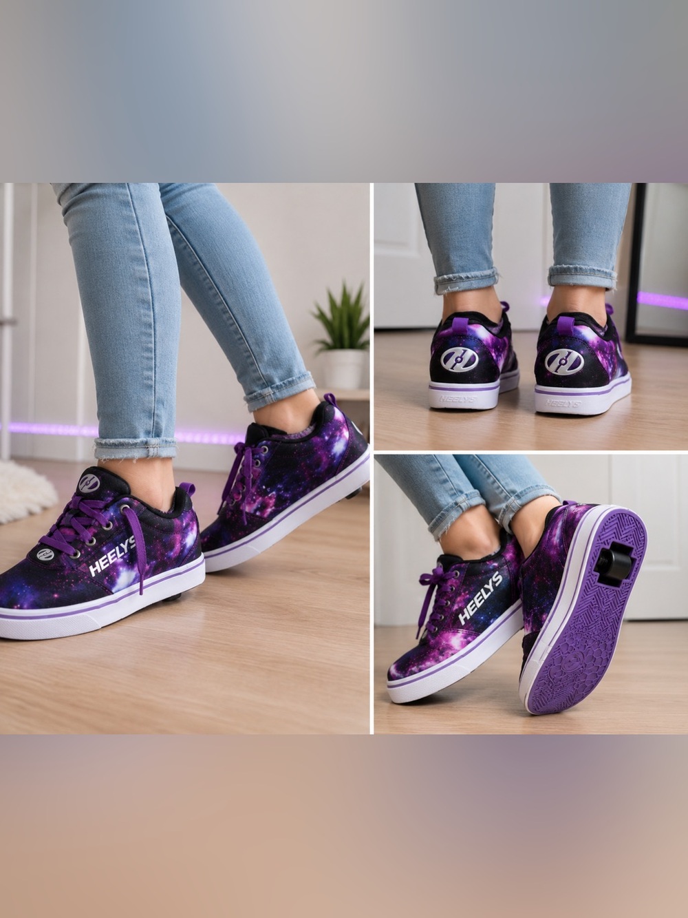 Heelys Pro 20 Galaxy Print Roller Skate Shoes Purple Black Wheels Included